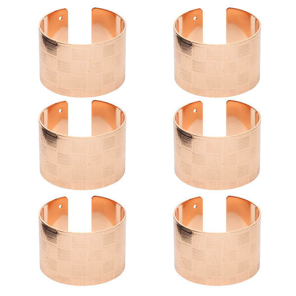 Conjunto Anel Argola De Guardanapo Metal Rosegold 6 Peças Mod9