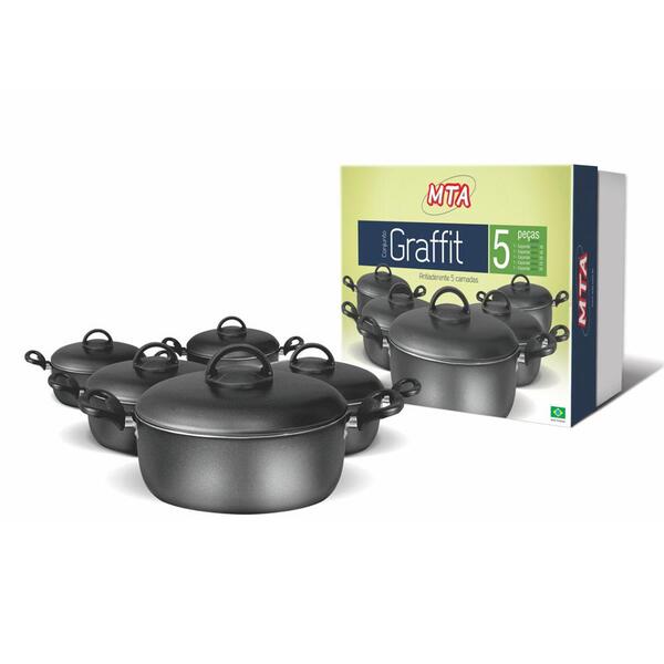 Conjunto Antiaderente Grafite 5 Peças Mta Cód. 386