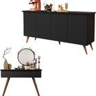 Conjunto Aparador 2 Portas Com Buffet 4 Portas - Preto - Rpm
