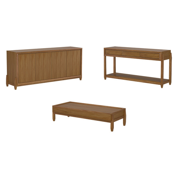 Conjunto Aparador Buffet E Mesa De Centro Mordor Champagne G6