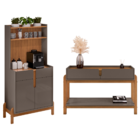 Conjunto Aparador E Cantinho Do Café Majé Cinza Perola Cedro