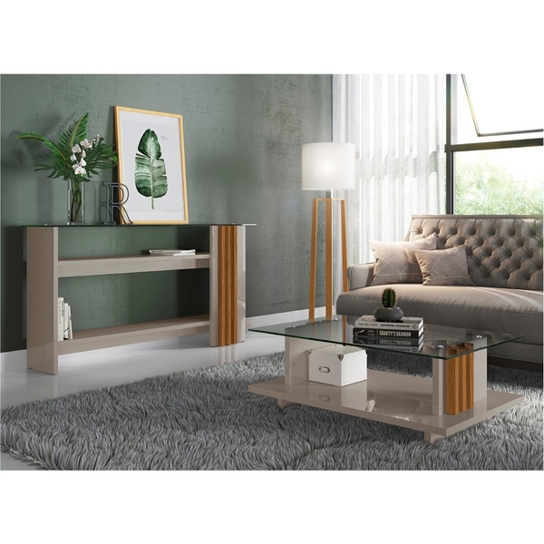 Conjunto Aparador E Mesa De Centro Carina Fendi Naturale