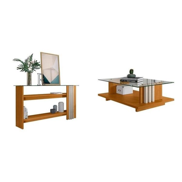 Conjunto Aparador E Mesa De Centro Frizz Cinamomo/off White