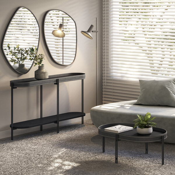 Conjunto Aparador E Mesa De Centro Monaco Com Pés Metálicos L