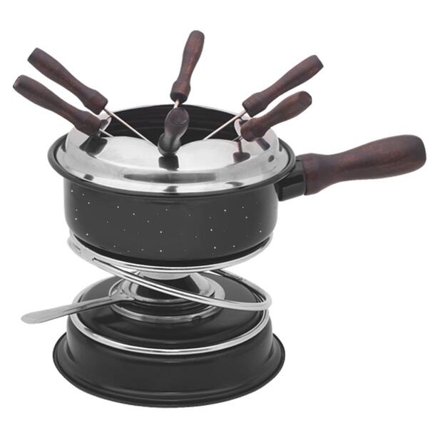 Conjunto Aparelho De Fondue Jogo 12 Peças Panela Esmaltada