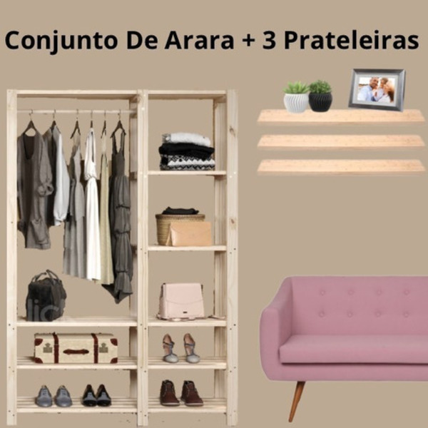 Conjunto Arara Mais Três Suporte Para Closet Otimizador De Es