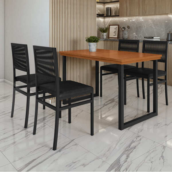 Conjunto Área Gourmet 4 Cadeiras 1,20 Berlim Paonanda
