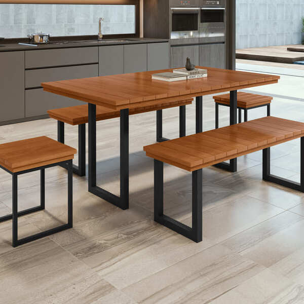Conjunto Área Gourmet 6 Lugares 1,60x0,90m Capri  Paonanda