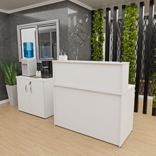 Conjunto Armário Baixo Balcão Atendimento Recepção Netmobil