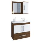 Conjunto Armário Banheiro Atenas Com Espelheira Mgm Amendoa/b