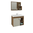 Conjunto Armário Banheiro Bia com Espelheira MGM Amendoa/Off