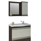 Conjunto Armário Banheiro Grécia Com Espelheira Mgm Café/off