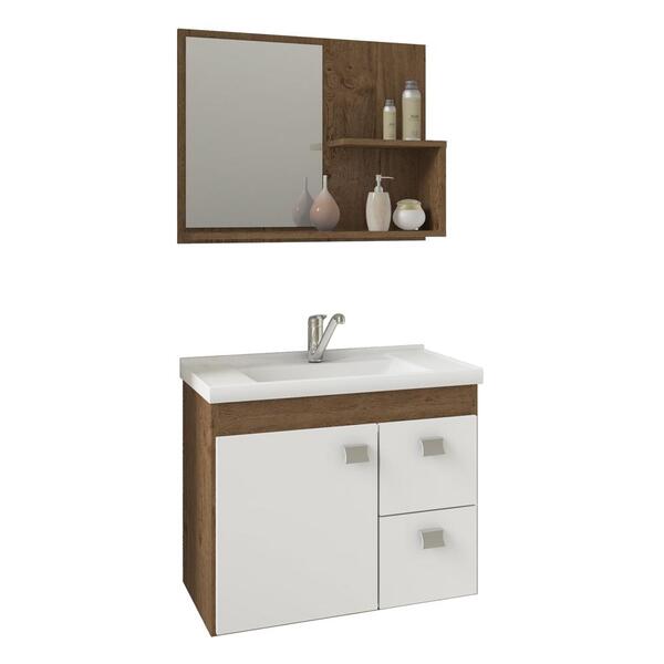 Conjunto Armário Banheiro Hortencia Com Espelheira Mgm Amendo