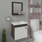 Conjunto Armário Banheiro Iris Com Espelheira Mgm Café/branco