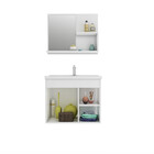 Conjunto Armário Banheiro Isa com Espelheira MGM Amendoa/Bran