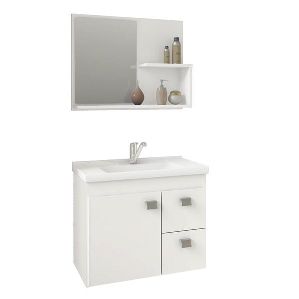 Conjunto Armário Banheiro Isa com Espelheira MGM Branco