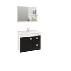 Conjunto Armário Banheiro Isa com Espelheira MGM Branco/Preto