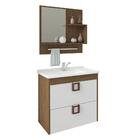Conjunto Armário Banheiro Lirio Com Espelheira Mgm Amendoa/br