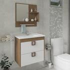 Conjunto Armário Banheiro Lirio Com Espelheira Mgm Amendoa/br