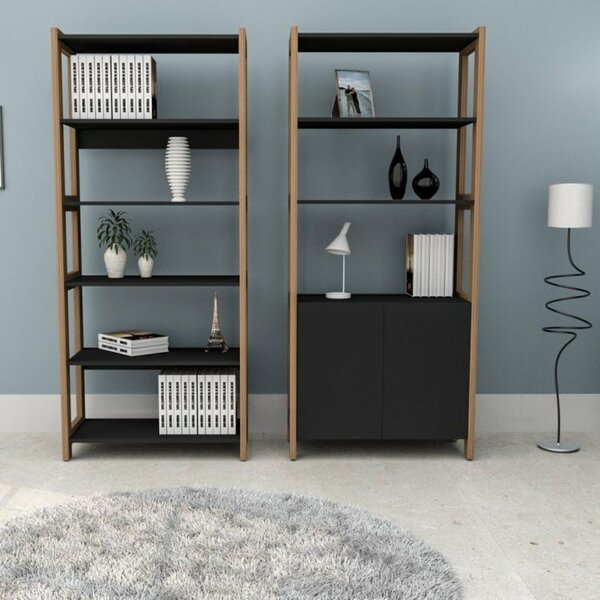 Conjunto Armário Com Estante Alta Decorativa Appunto