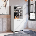 Conjunto Armário Com Porta E Estante Eckart Branco Preto