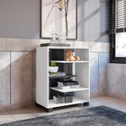 Conjunto Armário Com Porta E Estante Eckart Branco Preto