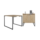 Conjunto Armário E Mesa Neli Natura Preto