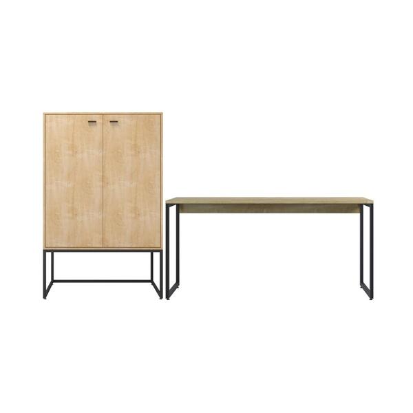 Conjunto Armario Fechado E Mesa 1.5 Noc Natura Preto