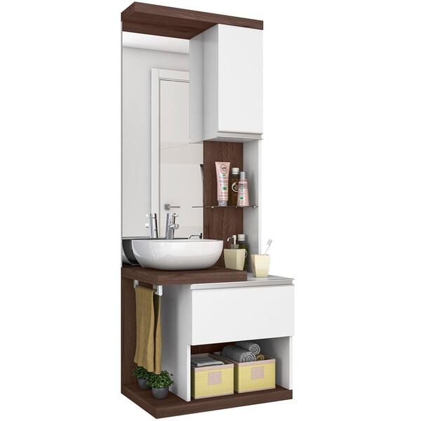 Conjunto Armario Gabinete Banheiro Mdf 2 Portas 12041 Celmo