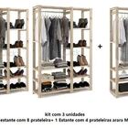 Conjunto Armário Madeira Natural Casa Vazado