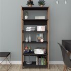 Conjunto Armário Multiuso 4 Prateleiras 2 Portas Estante Alta