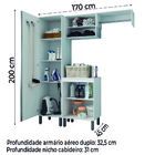 Conjunto Armário Multiuso Para Área Lavanderia Serviço Vollar