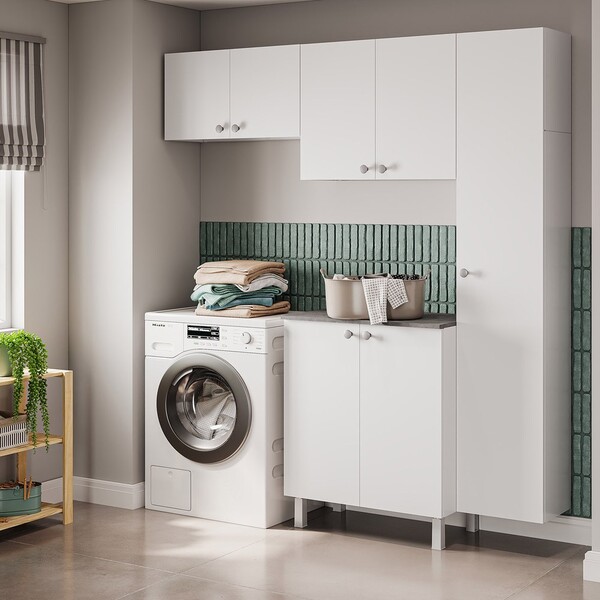 Conjunto Armário Multiuso Para Lavanderia Duo 4 Peças Branco - Telasul ...