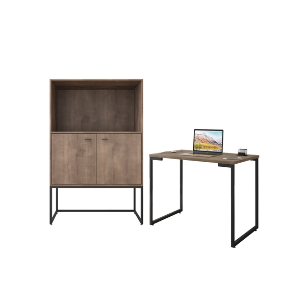 Conjunto Armario Semi-aberto Court Castanho Preto