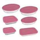 Conjunto Assadeira Marinex 1576 Com Tampa Rosa 6 Peças