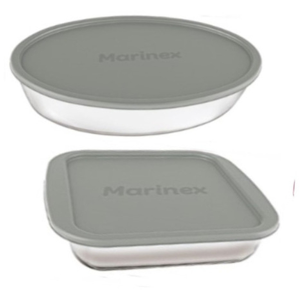 Conjunto Assadeiras De Vidro Marinex  Com Tampa 02 Peças
