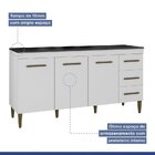 Conjunto Balcão 3 Portas 3 Gavetas E 2 Armários Aéreo Branco