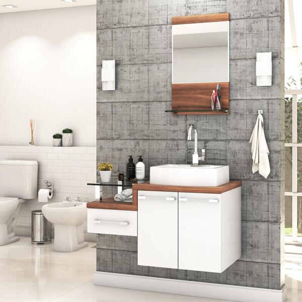 Conjunto Balcão C/cuba Aria 41 E Espelheira Legno 831