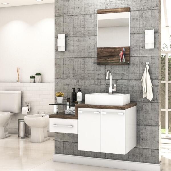 Conjunto Balcão C/cuba Aria 41 E Espelheira Legno 831