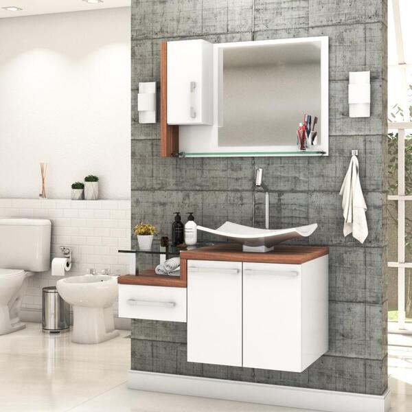 Conjunto Balcão C/cuba F44 E Espelheira Legno 830