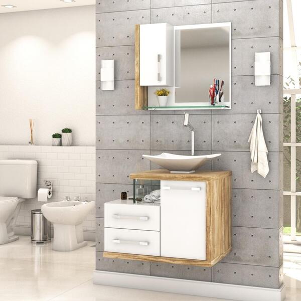 Conjunto Balcão C/cuba L38 E Espelheira Legno 650