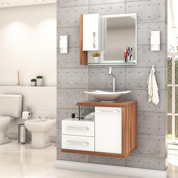 Conjunto Balcão C/cuba L38 E Espelheira Legno 650