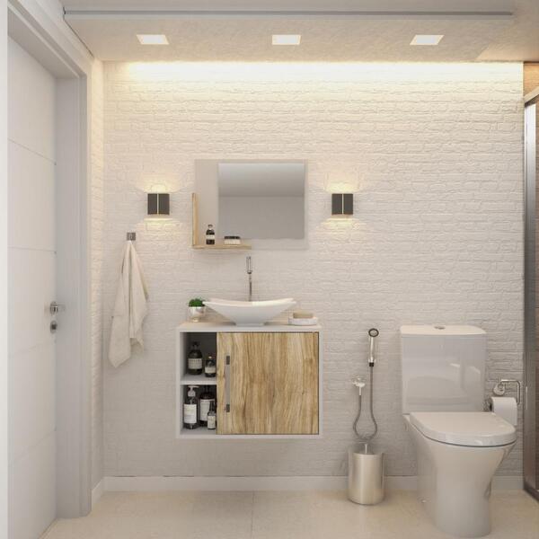 Conjunto Balcão C/cuba L38 E Espelheira Soft 600