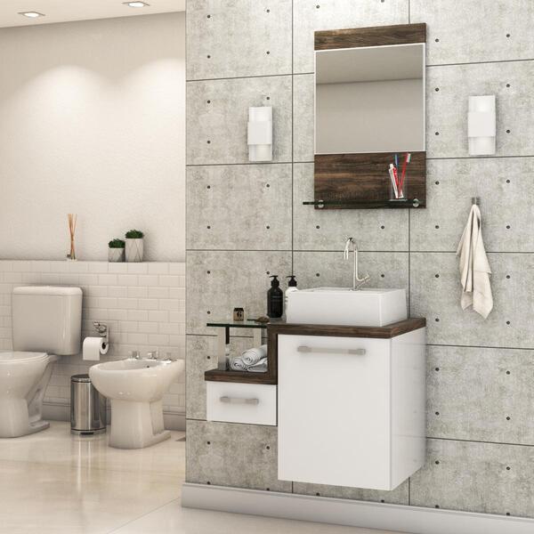 Conjunto Balcão C/cuba Q32 E Espelheira Legno 631