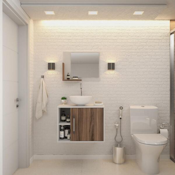 Conjunto Balcão C/cuba R30 E Espelheira Soft 600