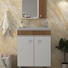 Conjunto Balcão Para Banheiro Com Espelheira Palermo 55 Noce/