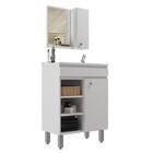 Conjunto Balcão Para Banheiro Com Espelheira Siena 55 Branco