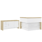 Conjunto Balcão Recepção Em L E Balcão 2 Portas 3 Gavetas Cor