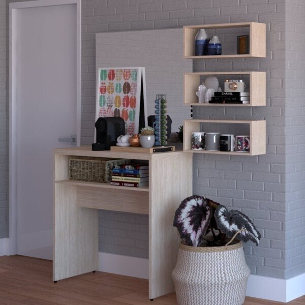 Conjunto Balin 1 Aparador E 3 Nichos Bramov Móveis Bege