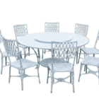 Conjunto Bambú Com Mesa Giratória 8 Cadeiras E Ombrelone - Be